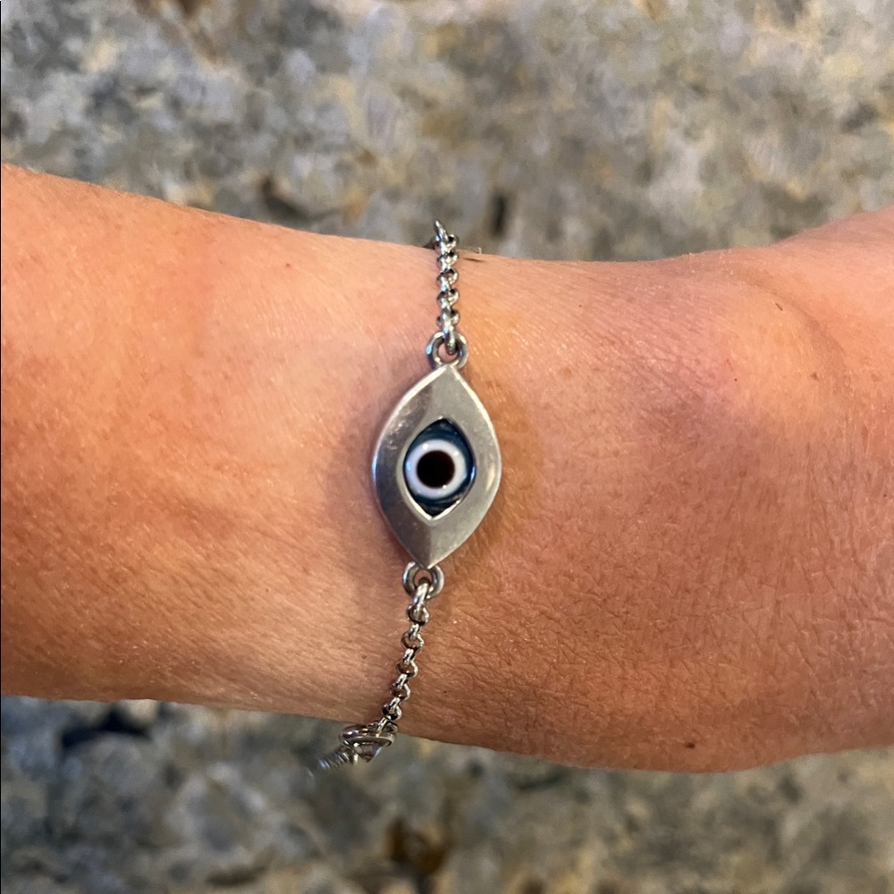 Theresa Mink Silver Evil Eye Bracelet